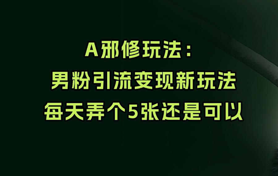 邪修玩法:男粉引流变现新玩法-阳光学社