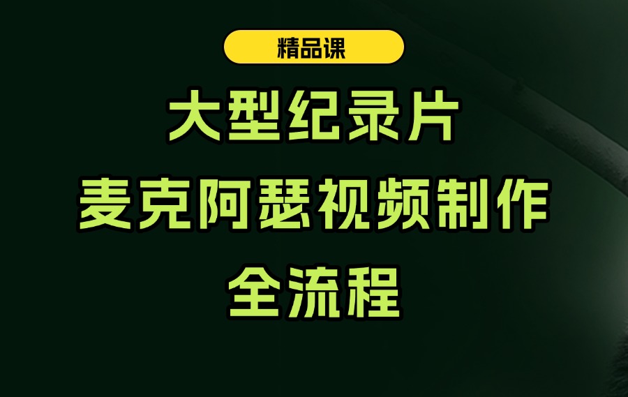 大型纪录片:麦克阿表视频制作全教程-阳光学社