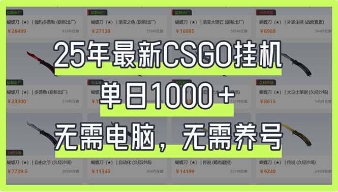 (14178期)25年最新CSGO挂机系统,单日1000+,无需电脑,无需养号,0基础可上手-阳光学社
