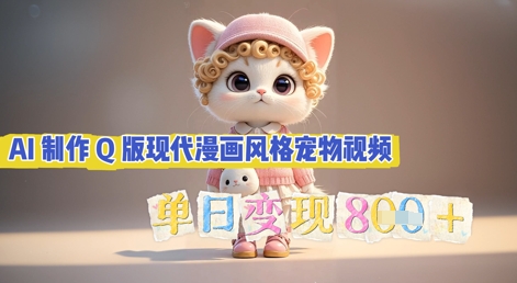 AI制作Q版现代漫画风格宠物视频，单日变现几张-阳光学社