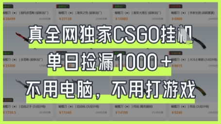 真全网独家CSGO挂G,单日捡漏1k+【揭秘】-阳光学社